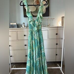 Nights By the Sea Ruffled  Midi Dress from Millibon Large